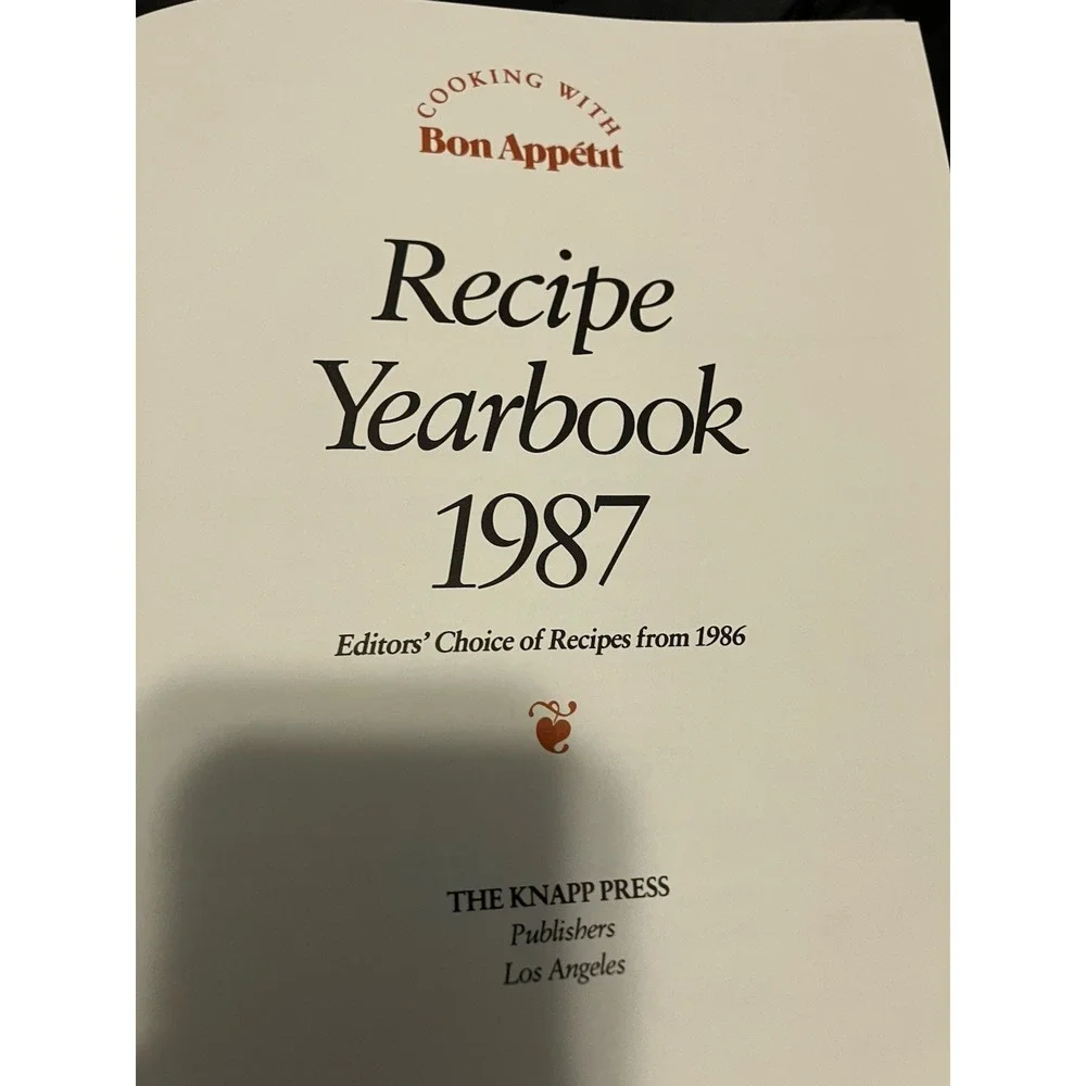 Vintage Bon Appetit Recipe Yearbook 1987 Cookbook Hardback Knapp Press